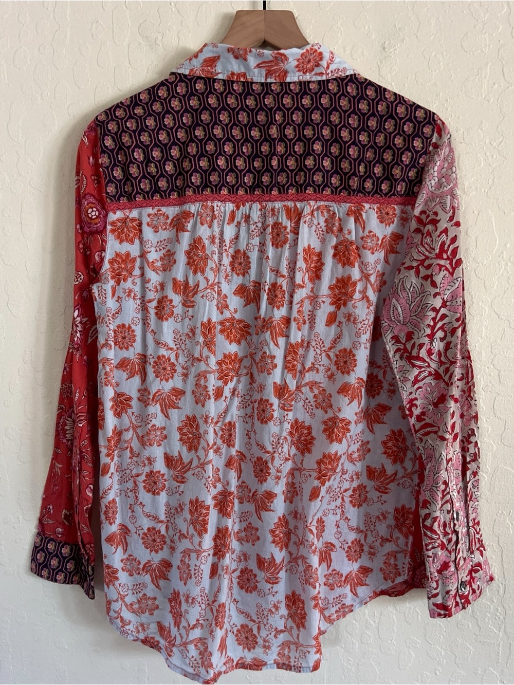 Sundance Kalamaria Patchwork Mixed Floral Print Long Sleeve Button Down Shirt S - Picture 8 of 8